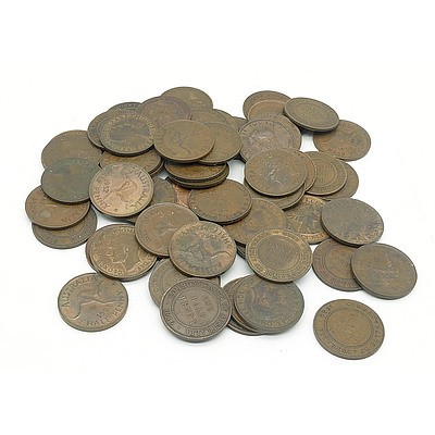 Fifty Nine Australian Half Pennies, Various Dates from 1911 to 1964