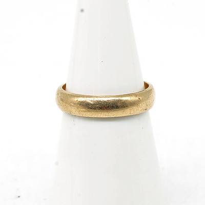 German 14ct Yellow Gold Half Round Wedding Ring, 3.5g