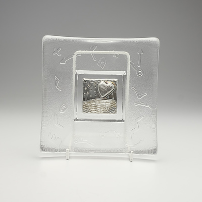 Kosta Boda Domino Series Silver Heart Dish, by Bertie Vallien