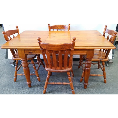 Five Piece Pine Extension Dining Setting