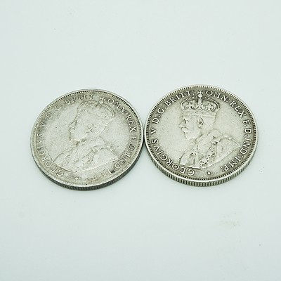 1935 and 1931 Australian One Florin Two Shillings Coins