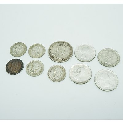 Group of Three Pence, Six Pence and One Shilling Coins