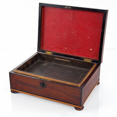 Fine George IV Mahogany and Specimen Wood Jewellery Box with Ebony and Boxwood Stringing, Early 19th Century
