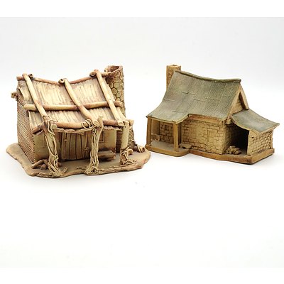 Two Studio Pottery Outback Houses, One Signed