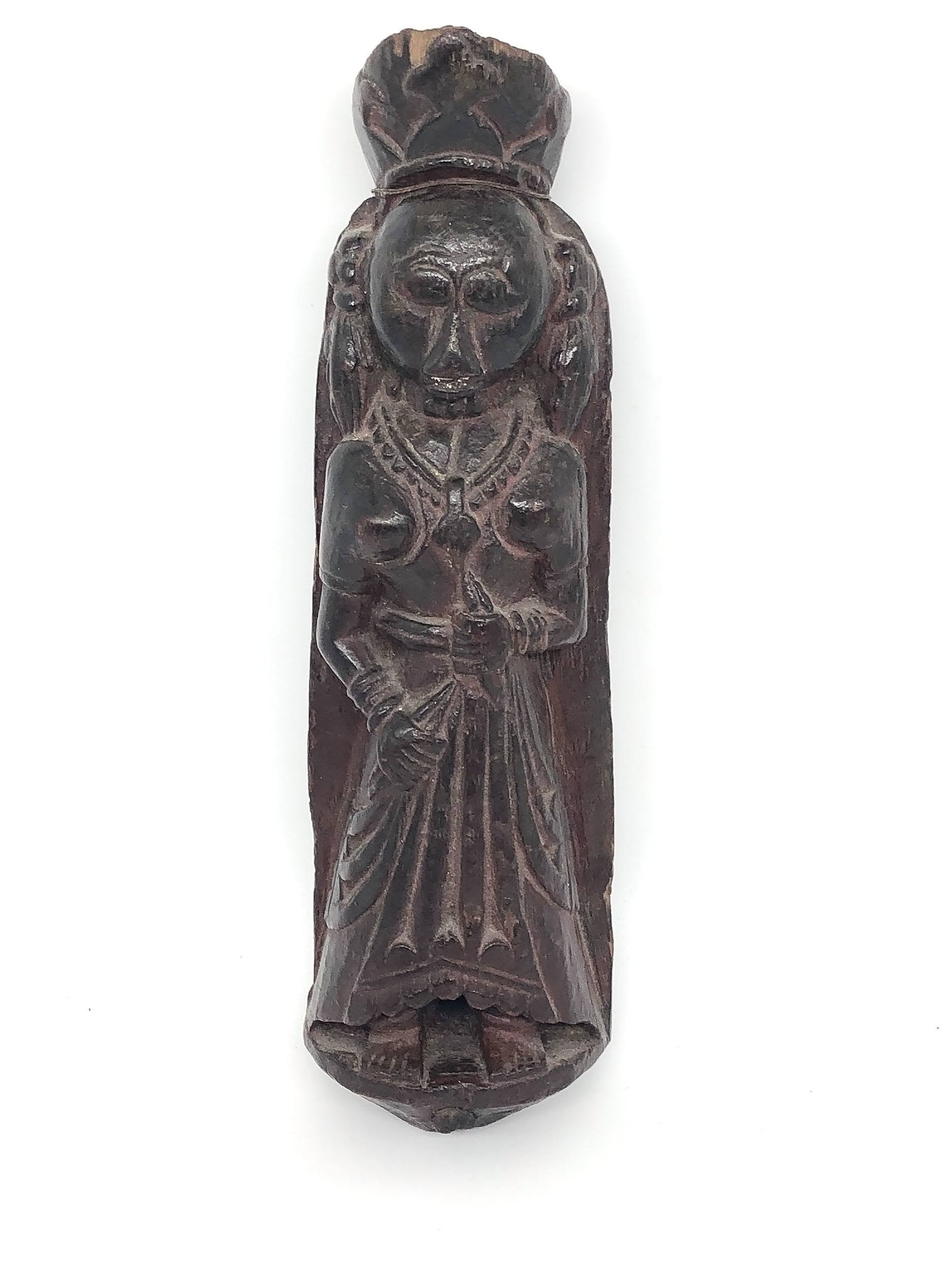 'Antique Indian Carved and Lacquered Wood Deity'