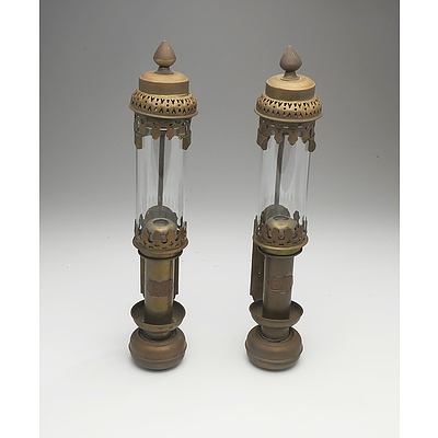 A Pair of Reproduction Brass Greater Western Railway Carriage Lights