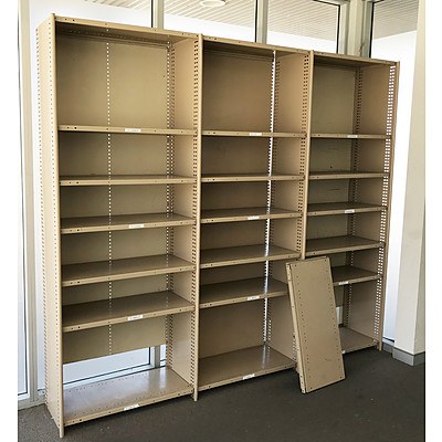 3 Bays Joined Brownbuilt Shelving