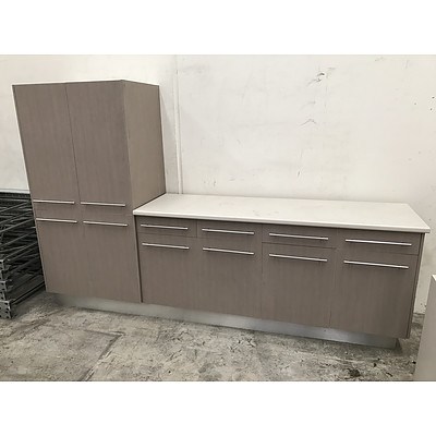 Large Laminate Storage Cabinet With Bench