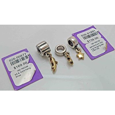 Genuine Pandora Charms: Sterling Silver & 14Ct Gold