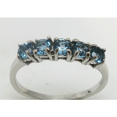 Sterling Silver Dress Ring: Five Blue Topaz