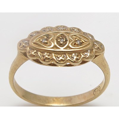 Vintage 9Ct Gold Diamond Ring