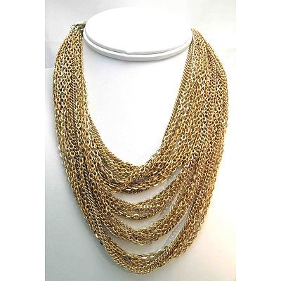 Dressy Gold-Plated Multi Strand Necklace