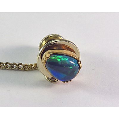 9Ct Gold Tie Pin - Aust Solid Black Opal