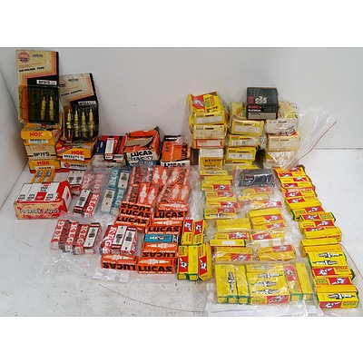 Assortment of New Bosch, Lucas, NGK, Genuine Mitsubishi and KLG Spark Plugs (Approx 260)