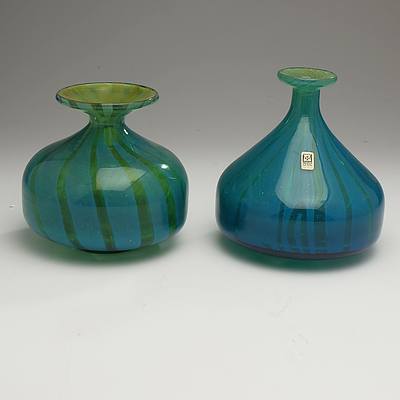 Two Hand Blown Studio Glass Vases from the Mdina Studio in Malta