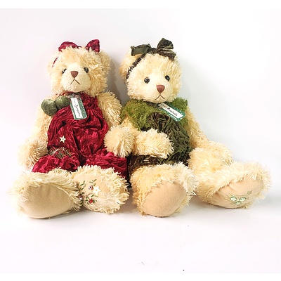 Two Settler 60cm Christmas Teddy Bears, Anastasia and Bernadette