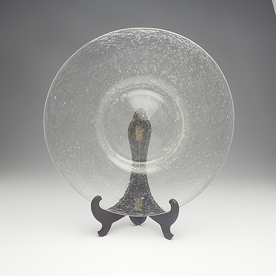 Large Hand Blown Australian Studio Art Glass Footed Platter by Julio Santos