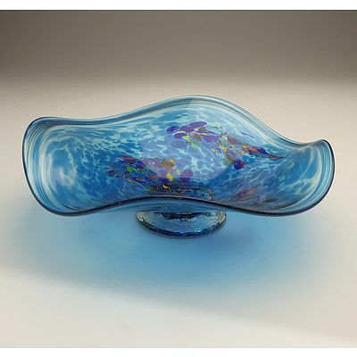 Australian Studio  Art Glass Fluted Dish Signed by Eamonn Vereker