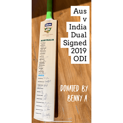 Australia v India Dual Signed 2019 One Day International Cricket Bat