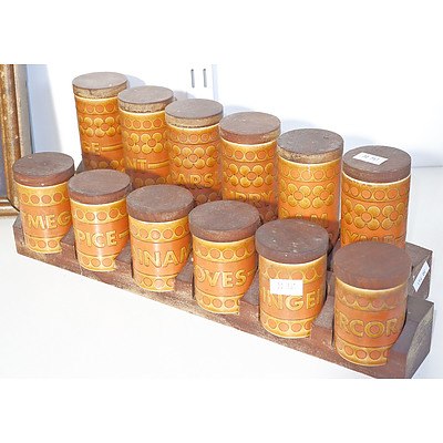 Retro Hornsea Spice Jars and Stand
