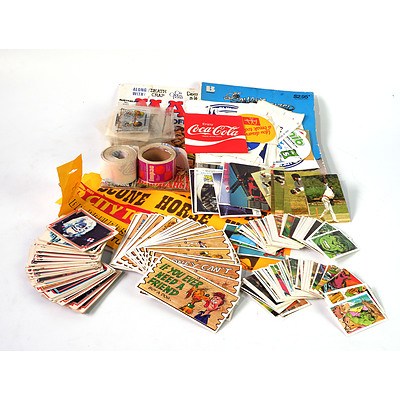 A Quantity of 1979 Hulk Trading Cards, Australian Stickers, Kiss Trading Cards, Scanlens Wacky Plak and More