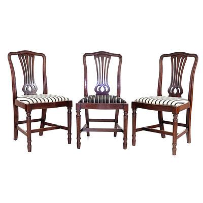Set of Three Hepplewhite Style Dining Chairs, 20th Century