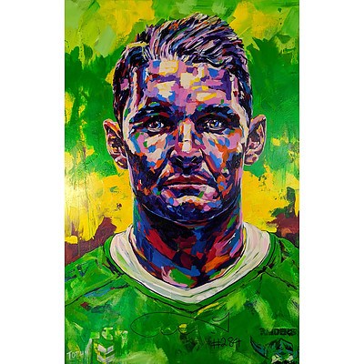 Signed Portrait of Canberra Raiders captain Jarrod Croker by Christopher Paul Tóth