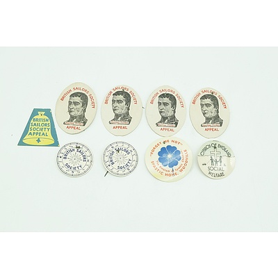 8 x 1940's WW1 British Sailors Society Appeal Paper Badges