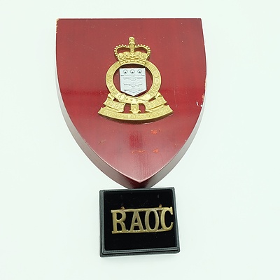 Australian Army Ordinance Badge/Plaque with RAOC Badge