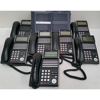 NEC SV8100SE Communications Server and Eight NEC DT300 Series DVL Phones