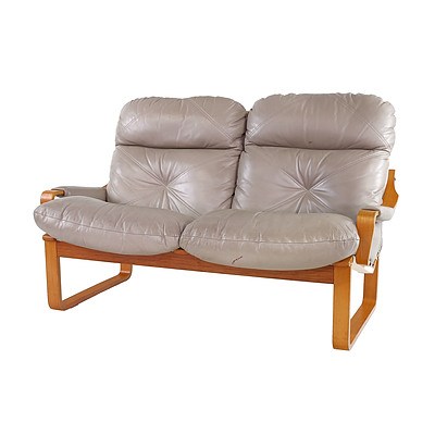 Tessa T8 Beige Leather Upholstered Two Seater Lounge