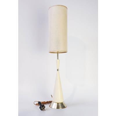 A Retro Table Lamp with White Enamel Stand