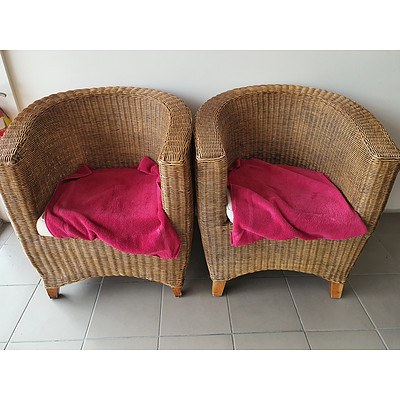 Wicker Armchairs Indoor/Outdoor - Pair