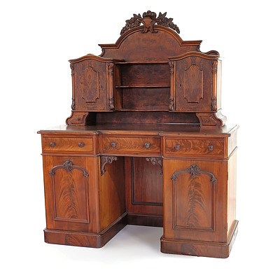 Victorian Mahogany Pedestal Sideboard with Married Top