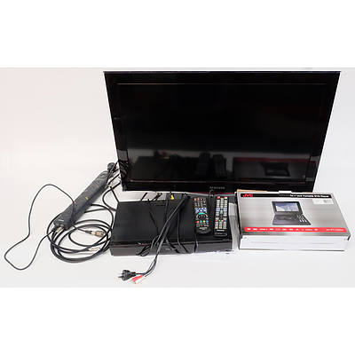 Samsung 80cm TV (LA32C650L1F), Panasonic DMR-XW440 Set Top Box DVD Player and Recorder and JVC 10.1inch Portable DVD Player