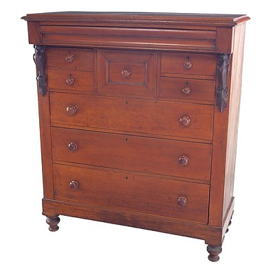 Australian Cedar Chest of Drawers with Ogee Front Glove Drawer Circa 1880