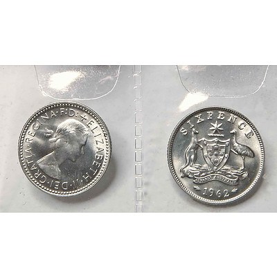 Aust: Silver Sixpences 1962 (X2)