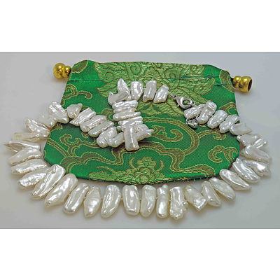 Fresh-Water Cultured Pearl Necklace-Baroque Biwa Pearls