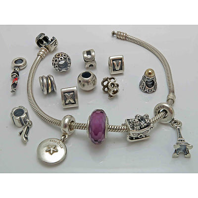 Genuine Pandora Bracelet & Charms: Sterling Silver