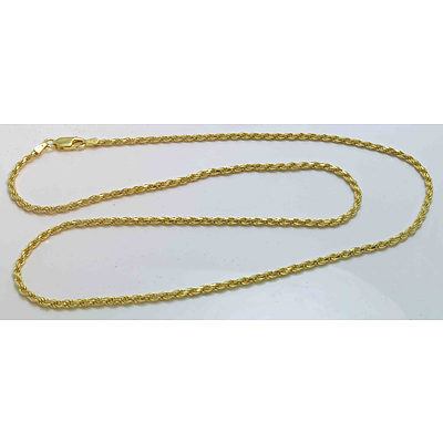 Italian 18Ct Gold-Plated Sterling Silver Rope Chain