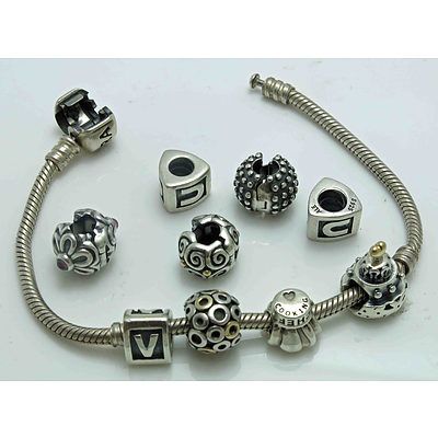 Pandora Sterling Silver Bracelet & Charms