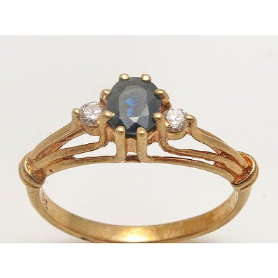 9Ct Gold Sapphire & Diamond Ring