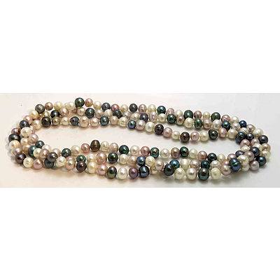 Pearl Necklace. Mixed Colours. Extra Long