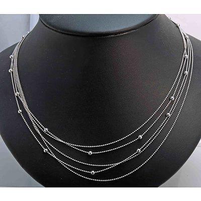 Italian Sterling Silver Multi Stand And Bead Necklace
