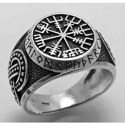 Sterling Silver Celtic & Viking Vegrisir Ring