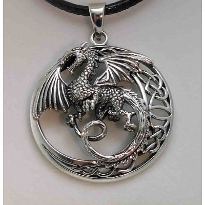 Sterling Silver Celtic Dragon Pendant