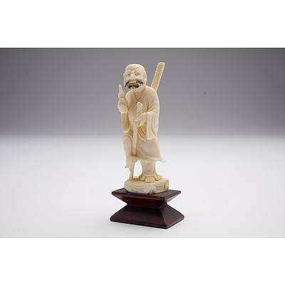 Chinese Carved Ivory Figure of a Sennin, Early to Mid 20th Century
