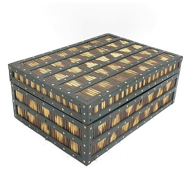 Good Ceylonese Galle District Ebony and Porcupine Quill Jewellery Box with Ivory Inlays and Compartmentalised Interior