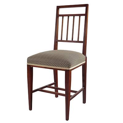 Sheraton Revival Upholstered Mahogany Side Chair, Circa 1900
