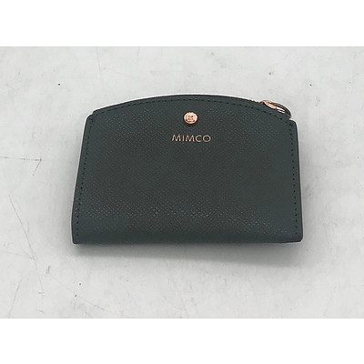 Mimco Branded Small Green Leather Card Wallet